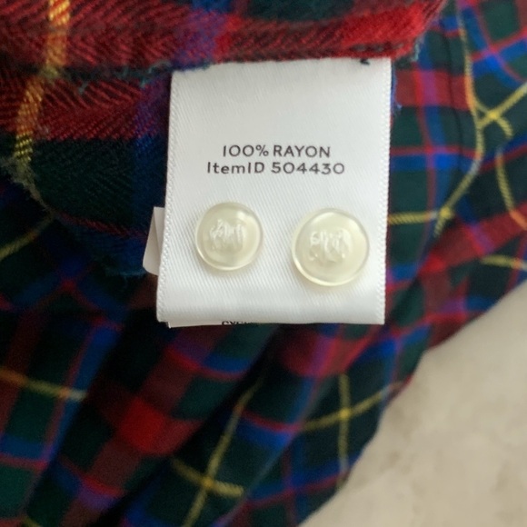 LL Bean Signature Women Size Large Shirt Button Down Top Red Green Flannel - Picture 7 of 7